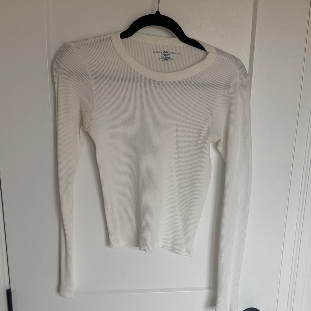 Brandy Melville White Long Sleeve Ribbed Tee